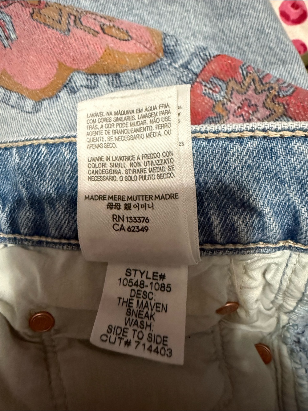 MOTHER Maven Jeans in Sneak Wash with Floral Side Print - Picture 10 of 11
